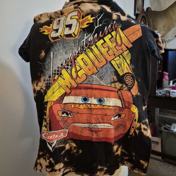 Pixar Other - Disney Cars T Shirt Youth Small Lightning McQueen Tie Dye Bleach NASCAR PIXAR